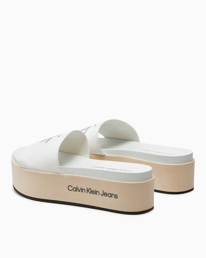 Calvin Klein Flatform Sandal Met Kadın Terlik Creamy White/Bright White