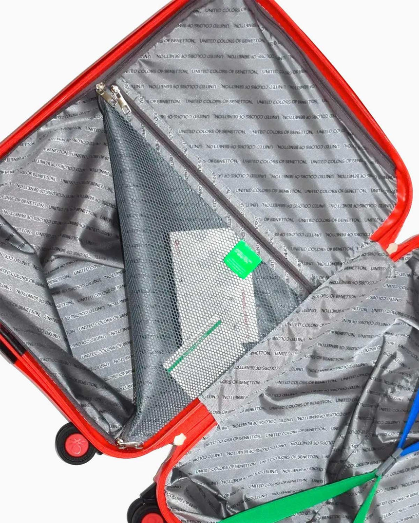 Benetton Trolley Logolu Büyük Boy Valiz Kırmızı