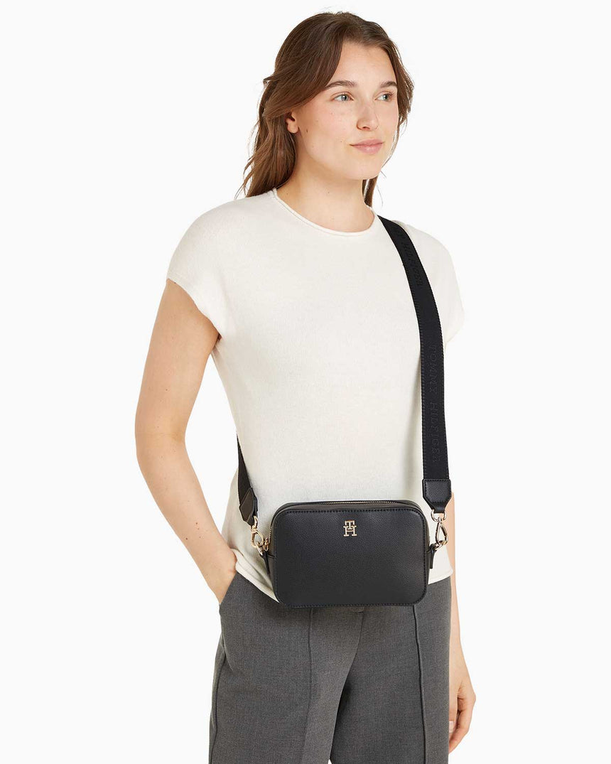 Tommy Hilfiger Soft Logo Kalın Askılı Çapraz Çanta Black