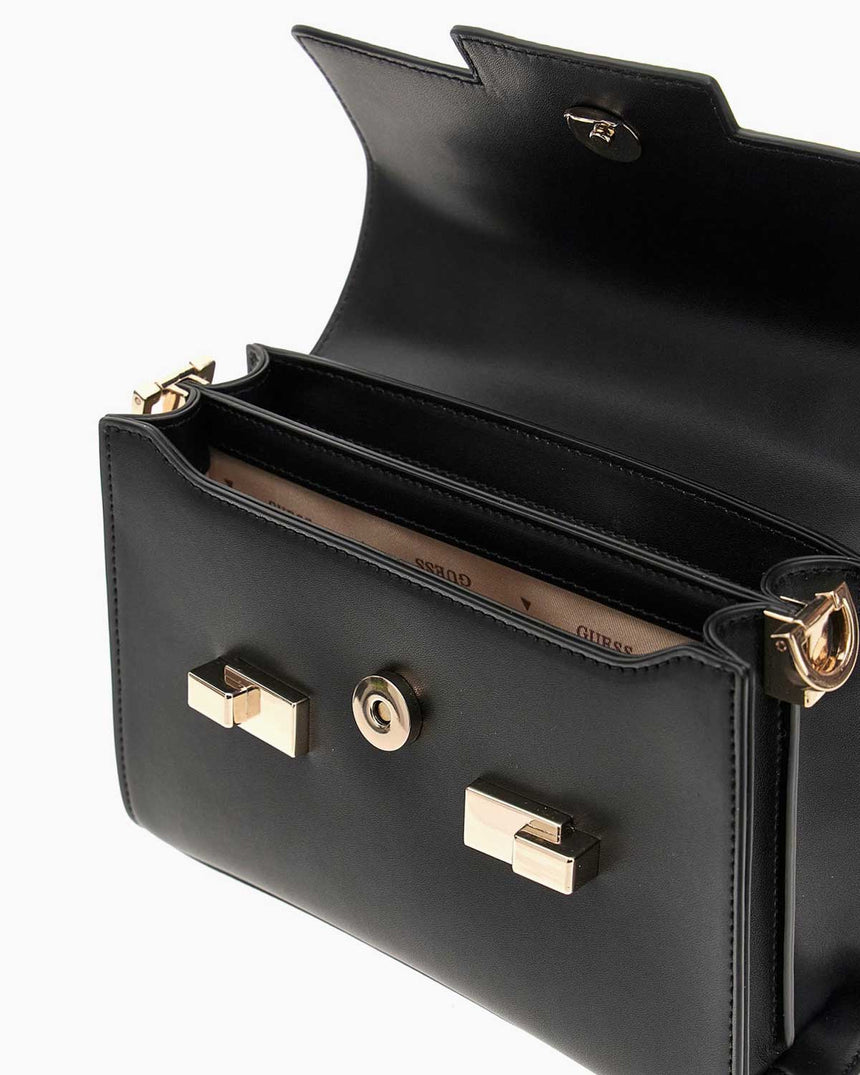 Guess Eco Handle Flap Mini Kapaklı El Çantası Black