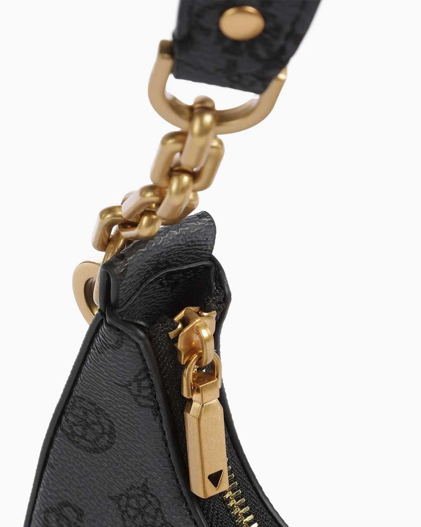 Guess Kuba Top Compartment Monogram Omuz Çantası Charcoal Logo