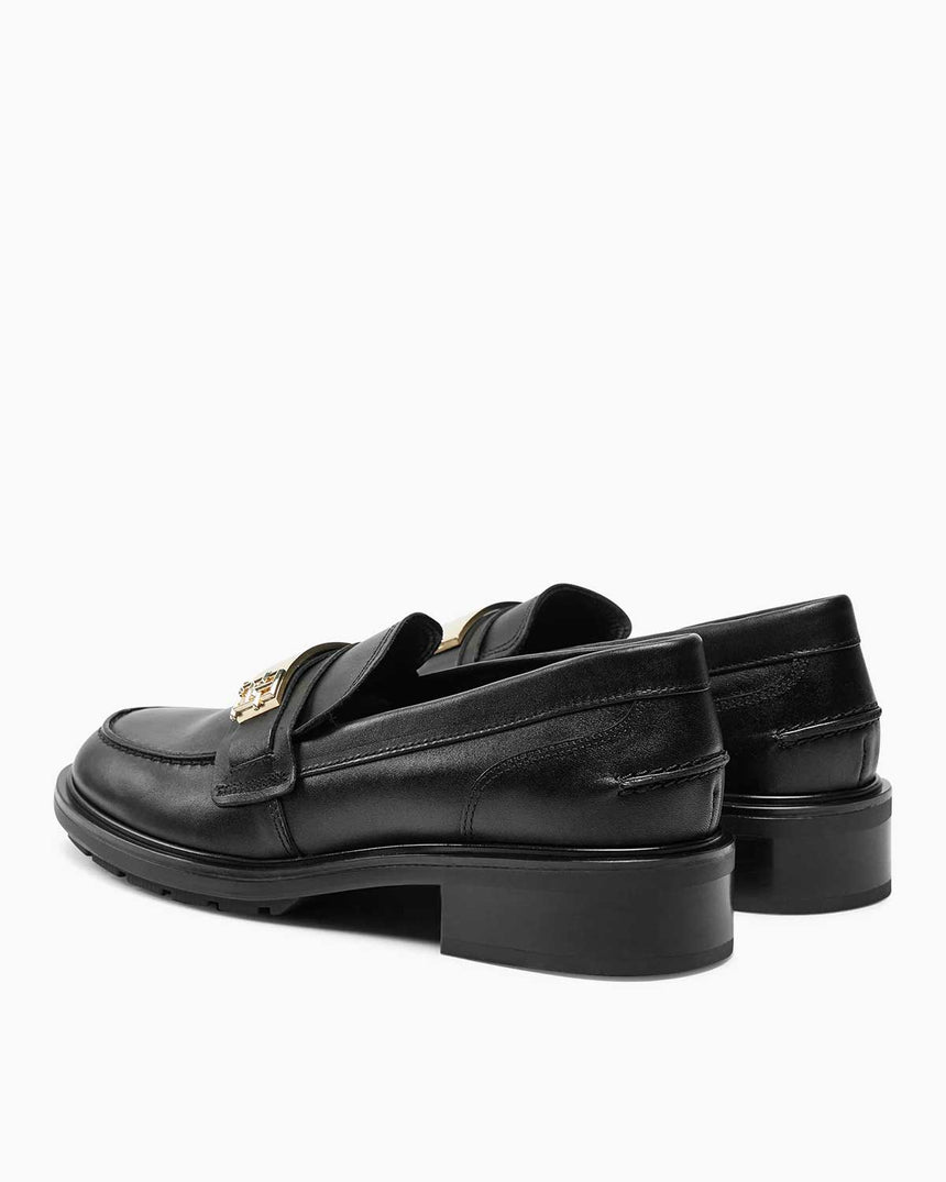 Tommy Hilfiger Logo Leather Loafer Casual Ayakkabı Black