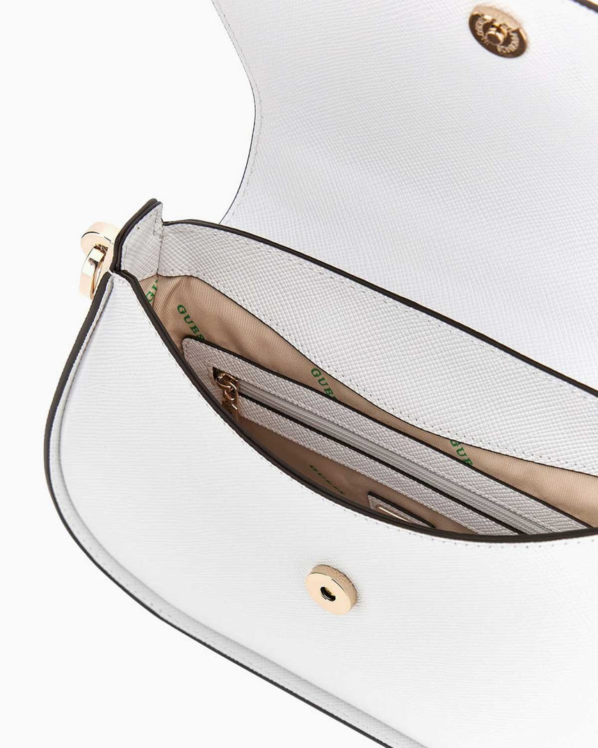 Guess Eco Jazlynn Handle Flap Kapaklı El Çantası White