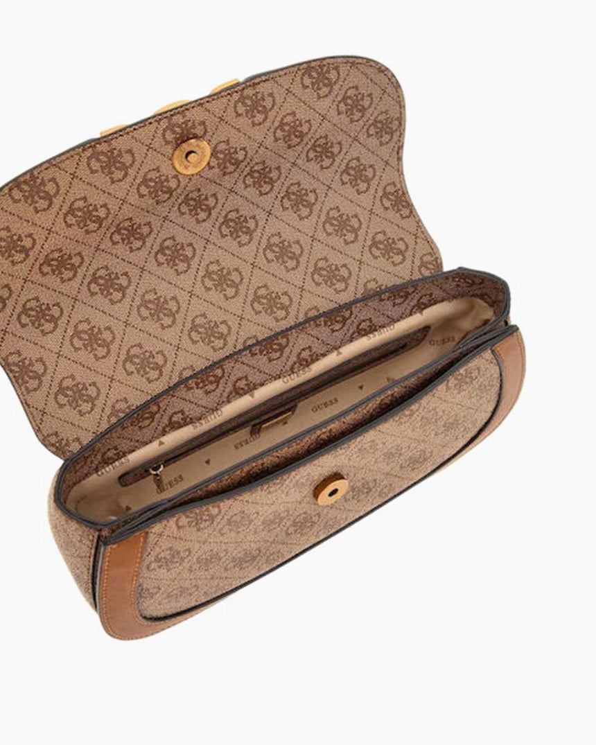 Guess Crossbody Flap Kapaklı Çapraz Askılı Çanta Latte Logo