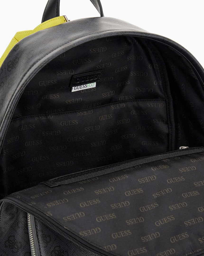 Guess Milano Compact Monogram Desenli Sırt Çantası Black Lime