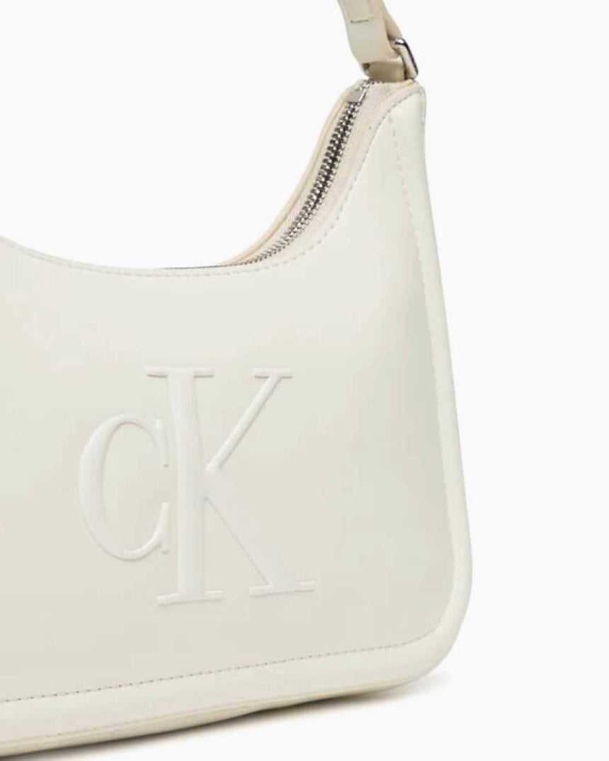 Calvin Klein Kalın Monogramlı Kadın Küçük Omuz Çantası Lily White