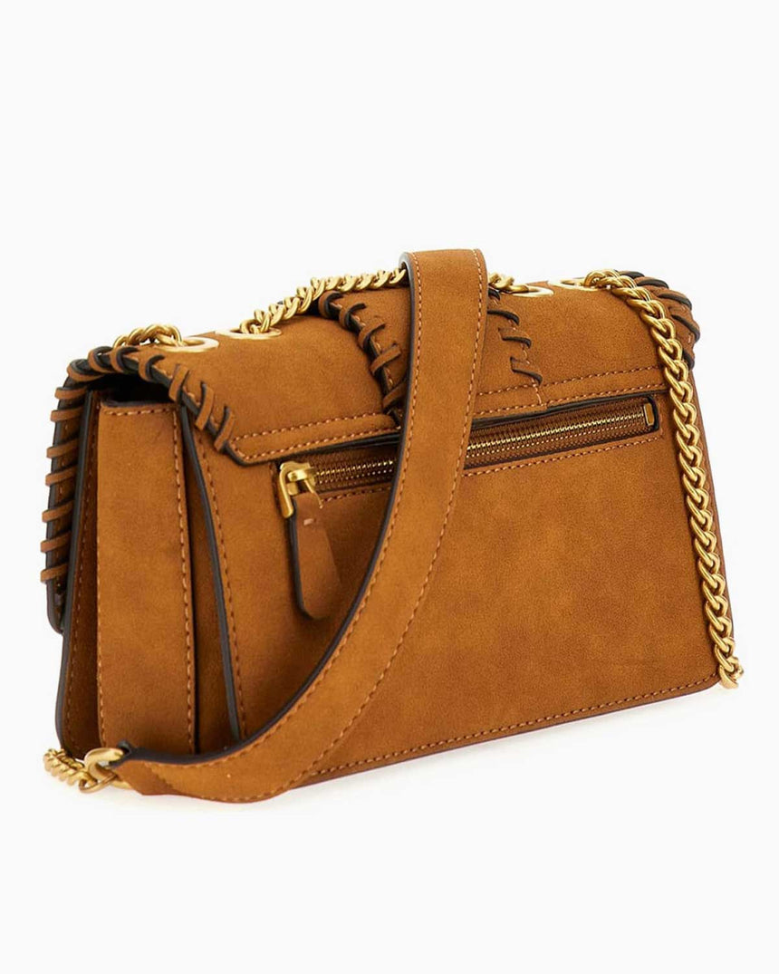 Guess Libera Comparment Süet Çapraz Asklı Çanta Cognac