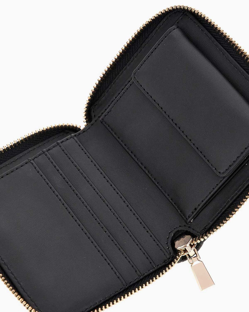 Guess Cresidia II Fermuarlı Küçük Boy Kadın Cüzdan Black Logo