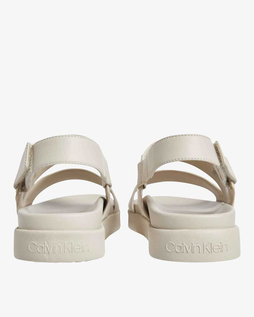 Calvin Klein Flat Sandal Metal Logolu Kadın Sandalet Stony Beige