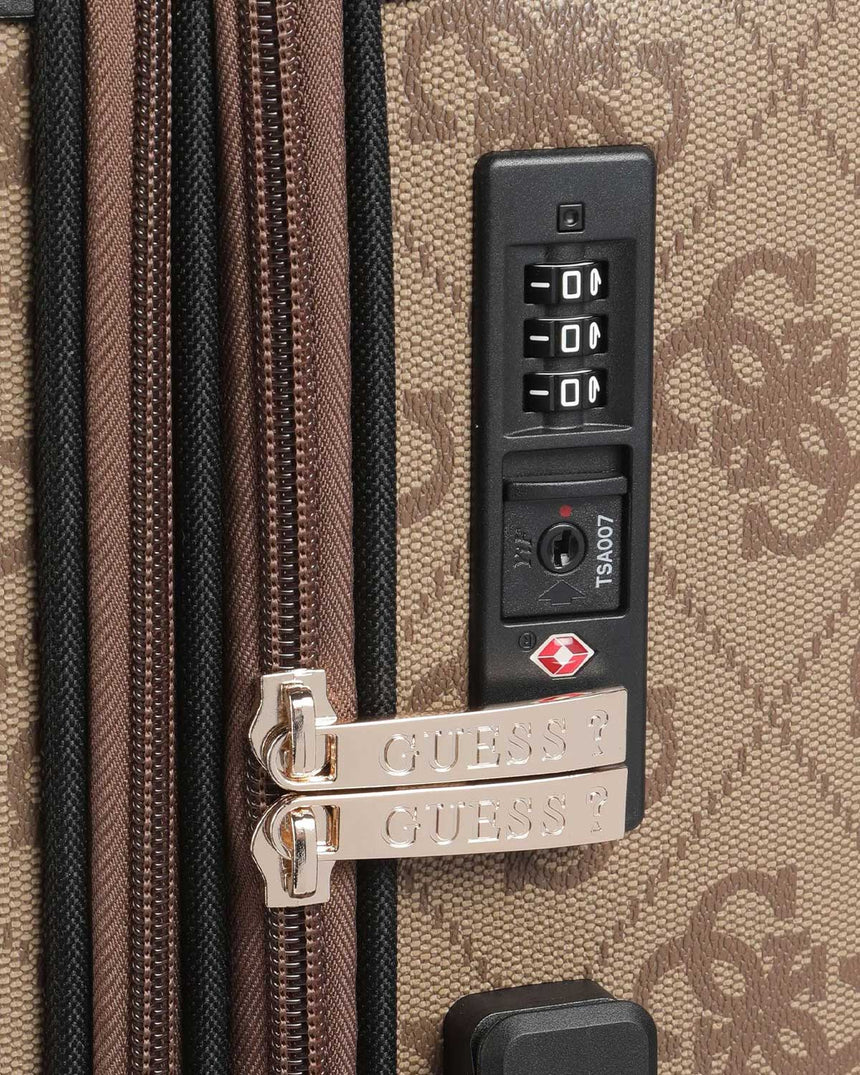 Guess Berta 22 In 8-Wheeler Monogram Desenli Orta Boy Valiz Latte Logo / Brown