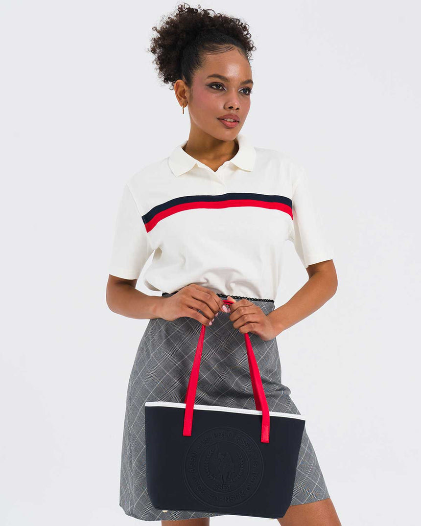 Us Polo Assn Logo Baskılı Omuz Çantası Lacivert - Kırmızı - Beyaz