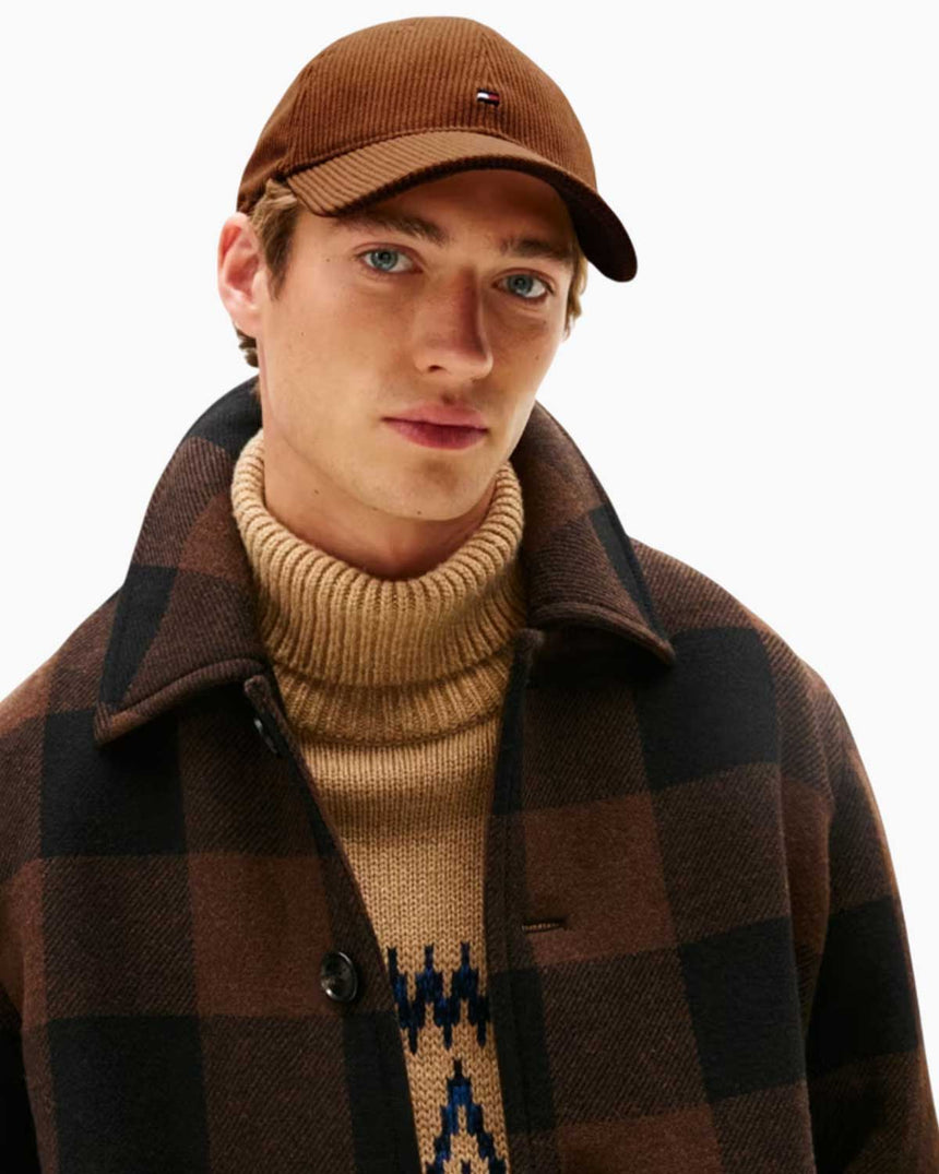 Tommy Hilfiger 6 Panelli Şerit Desenli Erkek Şapka Summer Cognac