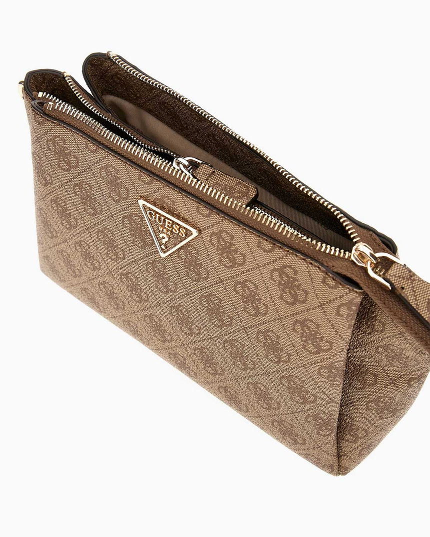 Guess Noelle Compartment Crossbody Çapraz Askılı Çanta Latte Logo / Brown