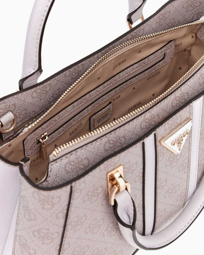 Guess Noreen Satchel Monogram El Çantası Dove Logo
