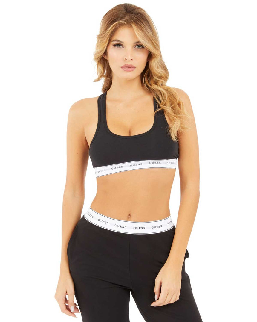 Gues Carrie Logolu Bralette Jet Black