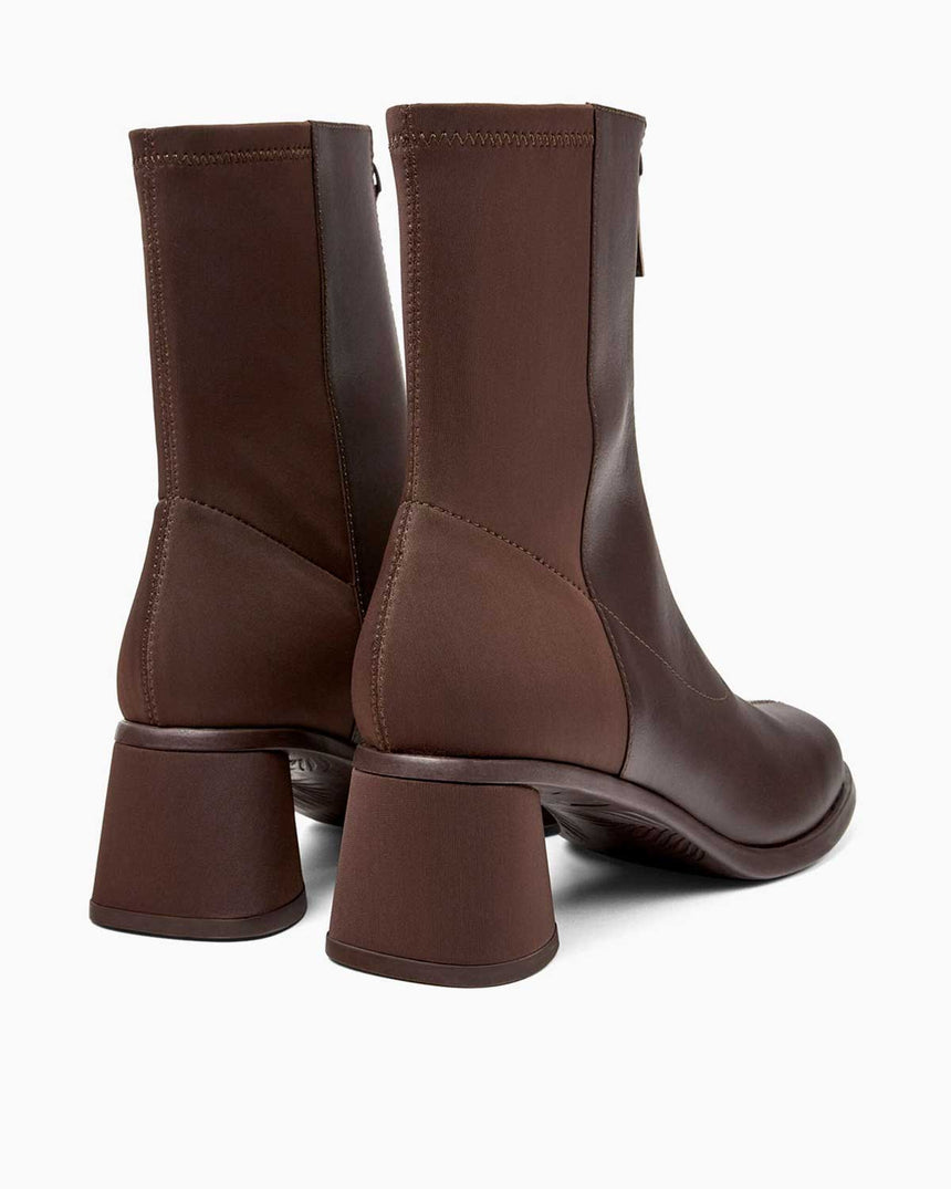 Camper Kiara Zip Topuklu Bot Koyu Kahverengi