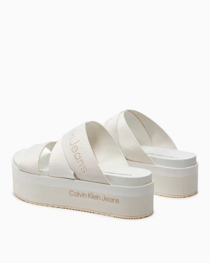 Calvin Klein Flatform Sandal Webbing In Mr Kadın Sandalet Off White