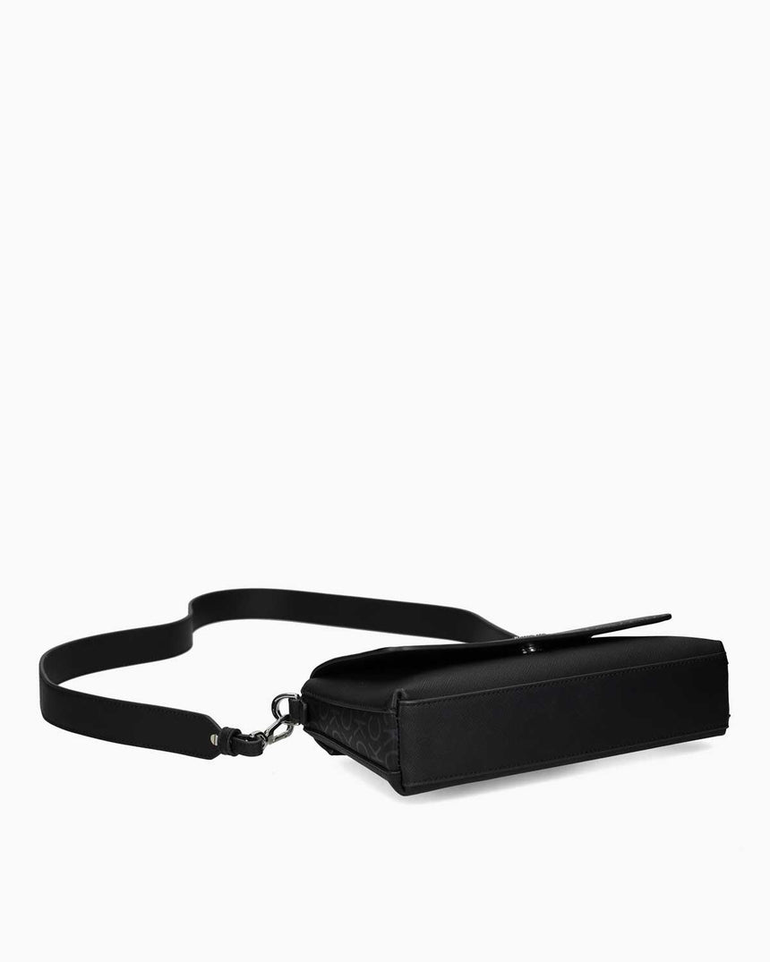Calvin Klein Must Monogram Baskılı Omuz Çantası Black Monogram Pu