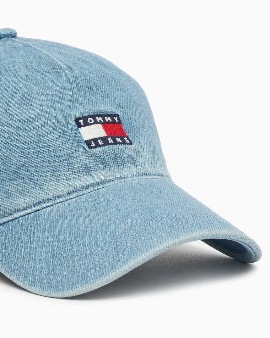 Tommy Hilfiger Eskitilmiş Kot Tepe Noktalı Kadın Şapka Light Washed Denim