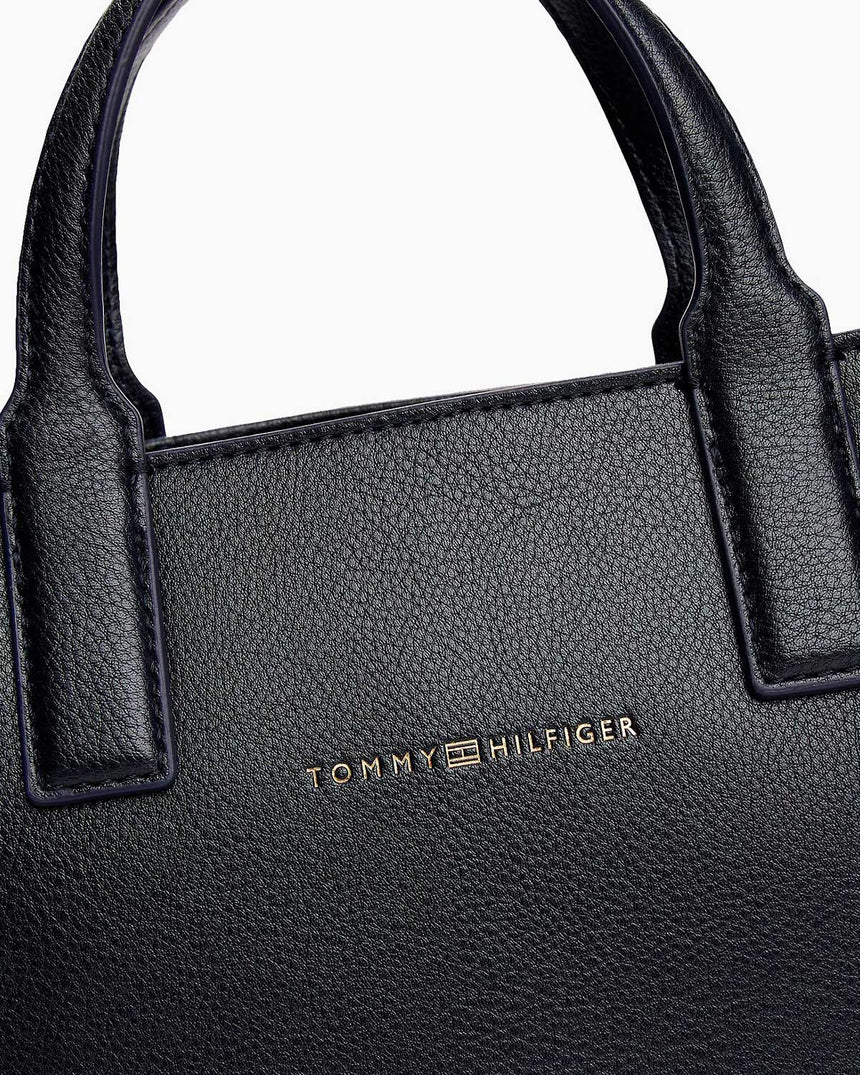 Tommy Hilfiger Logo Bantlı Mini Tote Kadın El Çantası Space Blue Corp