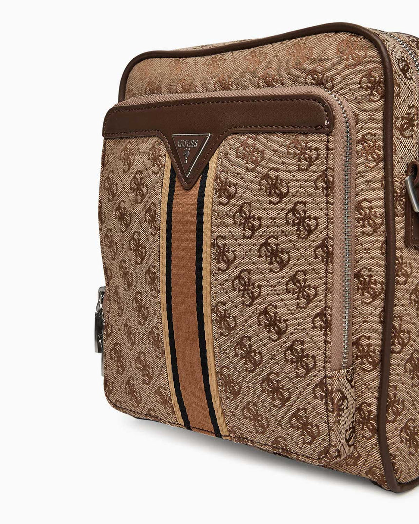 Guess Milano Compact Monogram Baskılı Çapraz Askılı Çanta Beige / Brown