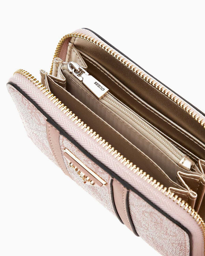 Guess Noreen Slg Medium Monogram Desenli Cüzdan Dusty Rose Logo