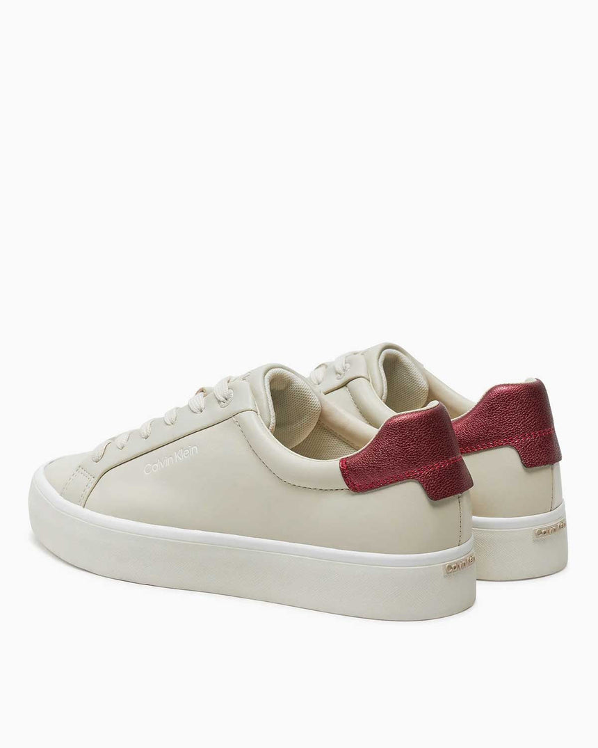 Calvin Klein Vulc Lace Up Saff Fox W/Met Bt Kadın Sneaker Dk Ecru/Brick Red