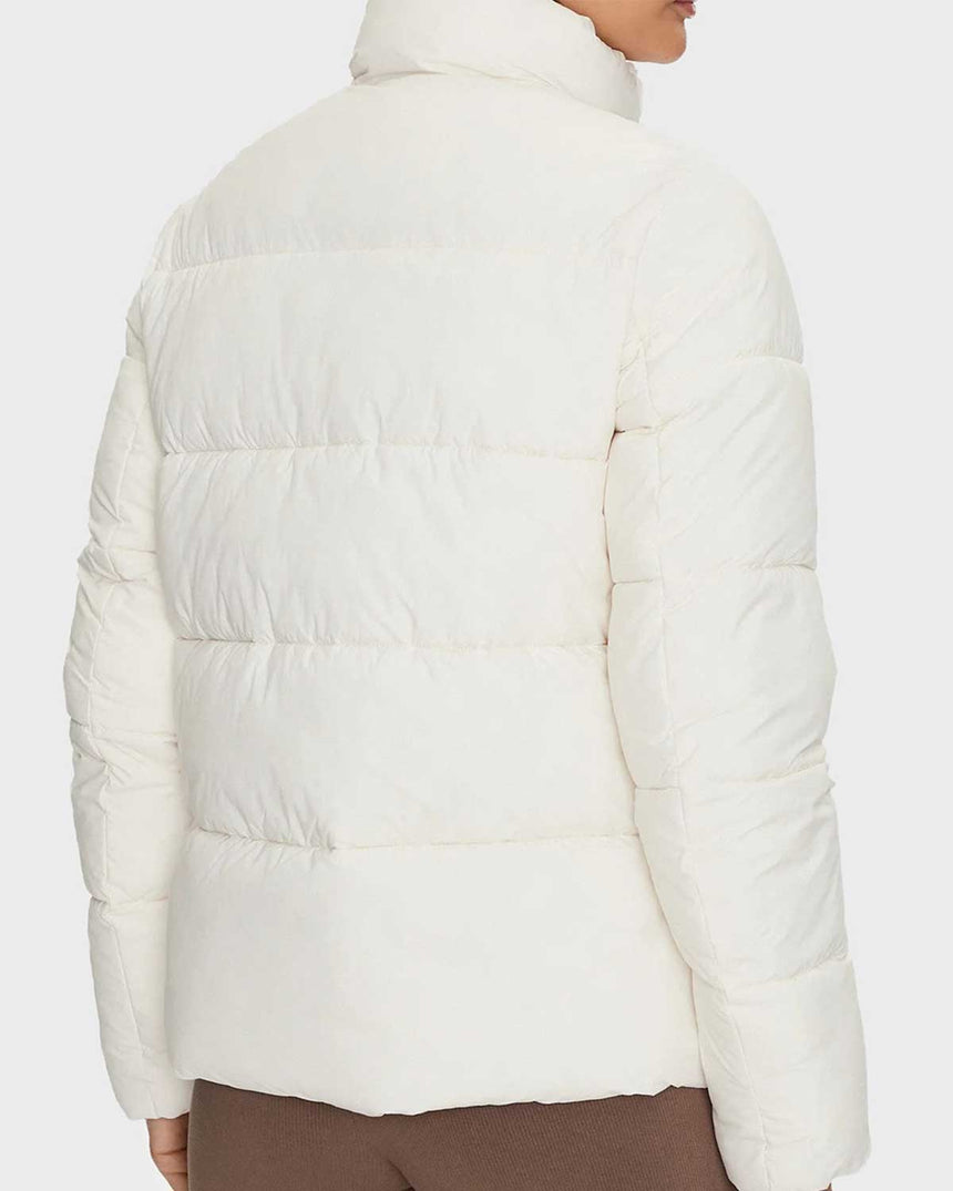 Guess New Claudia Kadın Aktif Hafif Şişme Mont Dove White