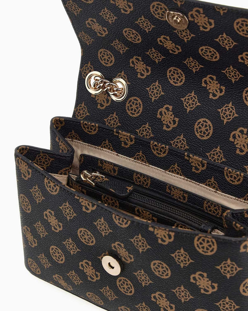 Guess Eco Erica Zincir Detaylı Omuz Çantası Mocha Logo