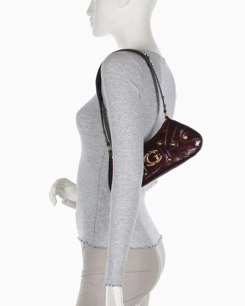 Guess Mintha Mini Top Zip Omuz Çantası Claret