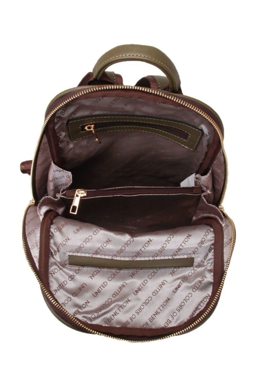 Benetton Ön Fermuar Detaylı Kadın Sırt Çantası Kahve- Haki
