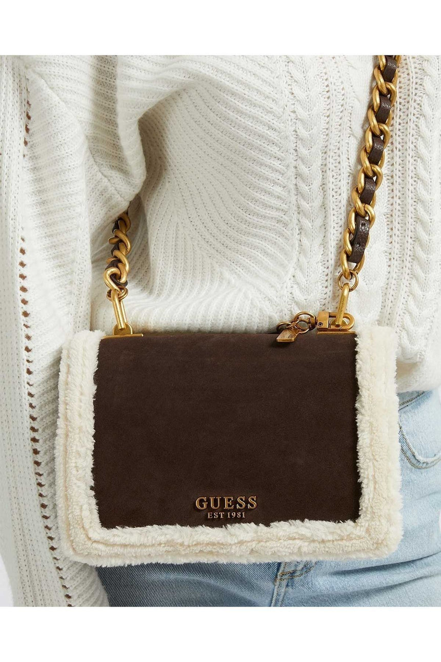 Guess Abey Crossbody Flap Kadın Çantası Chocolatte
