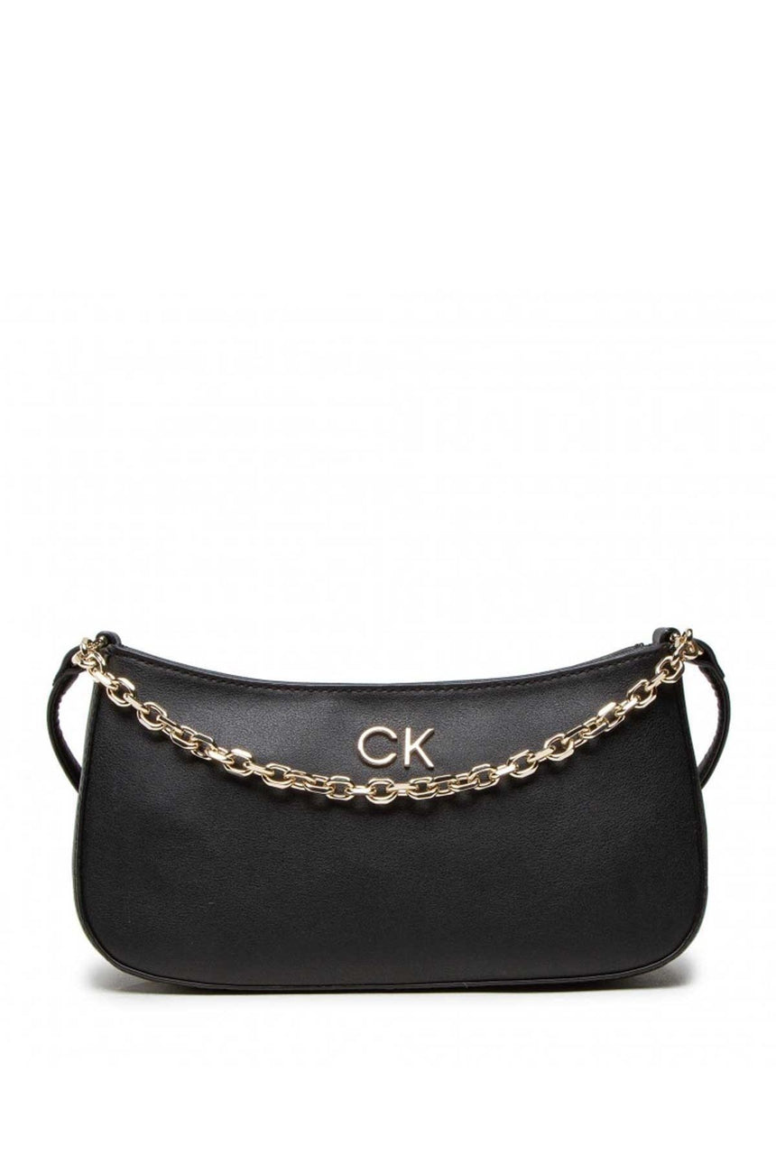 Calvin Klein Re-Lock Shoulder Bag W Chain Kadın Omuz Çantası CK Black