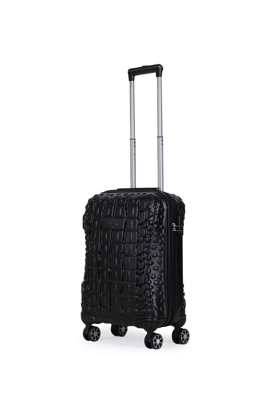 ÇÇS Kroko Kabartma Yüzey Kabin Boy Valiz Siyah