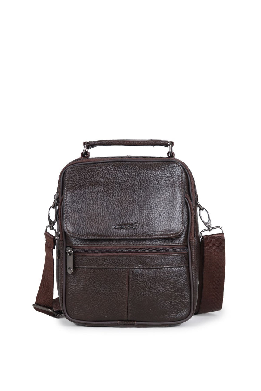 ÇÇS 5 Bölmeli Çapraz Askılı Erkek Çantası Dark Brown