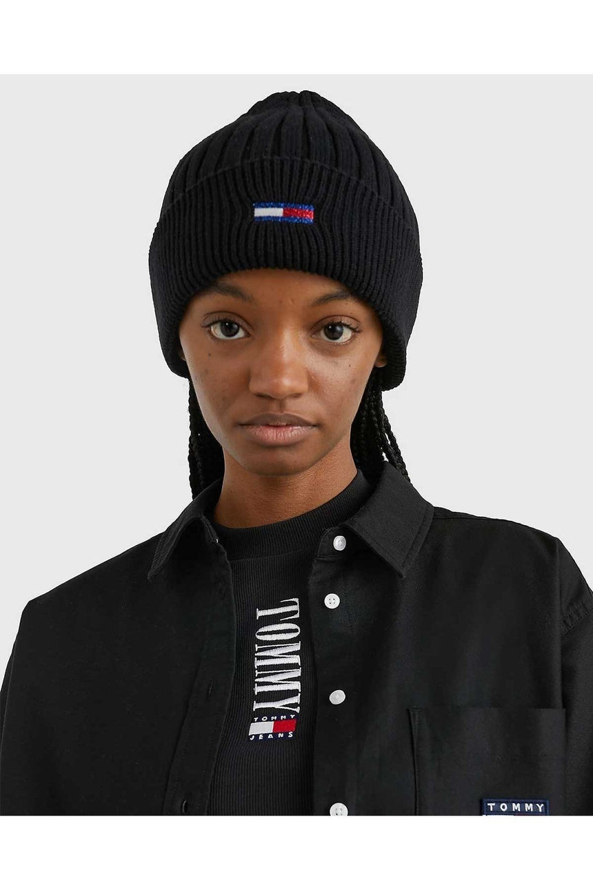 Tommy Hilfiger Knitted Hat Kadın Bere Black