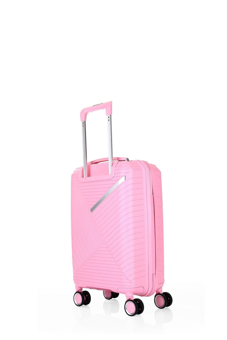 ÇÇS Diagonal Çizgili 55 cm Kabin Boy Valiz Pembe