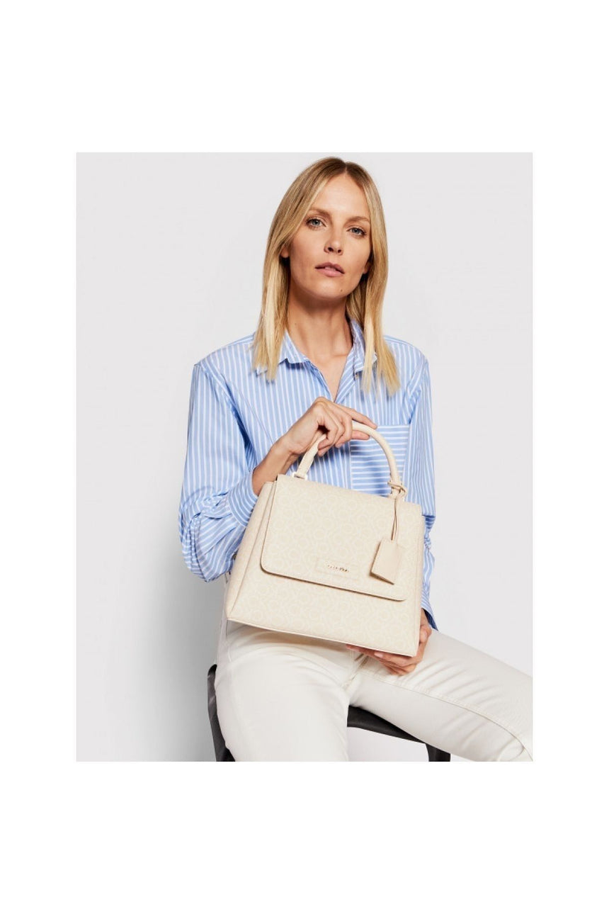 Calvin Klein Dressed Top Handle Bag Md Mono Kadın Askılı Omuz Çantası Sand Mono
