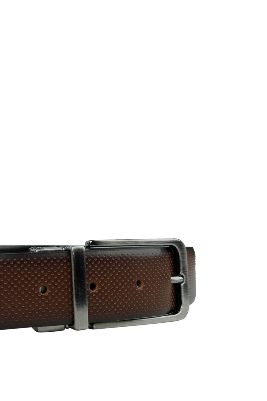 Axpe 3,5 Cm Çift Taraflı Deri Kemer Siyah - Kahve