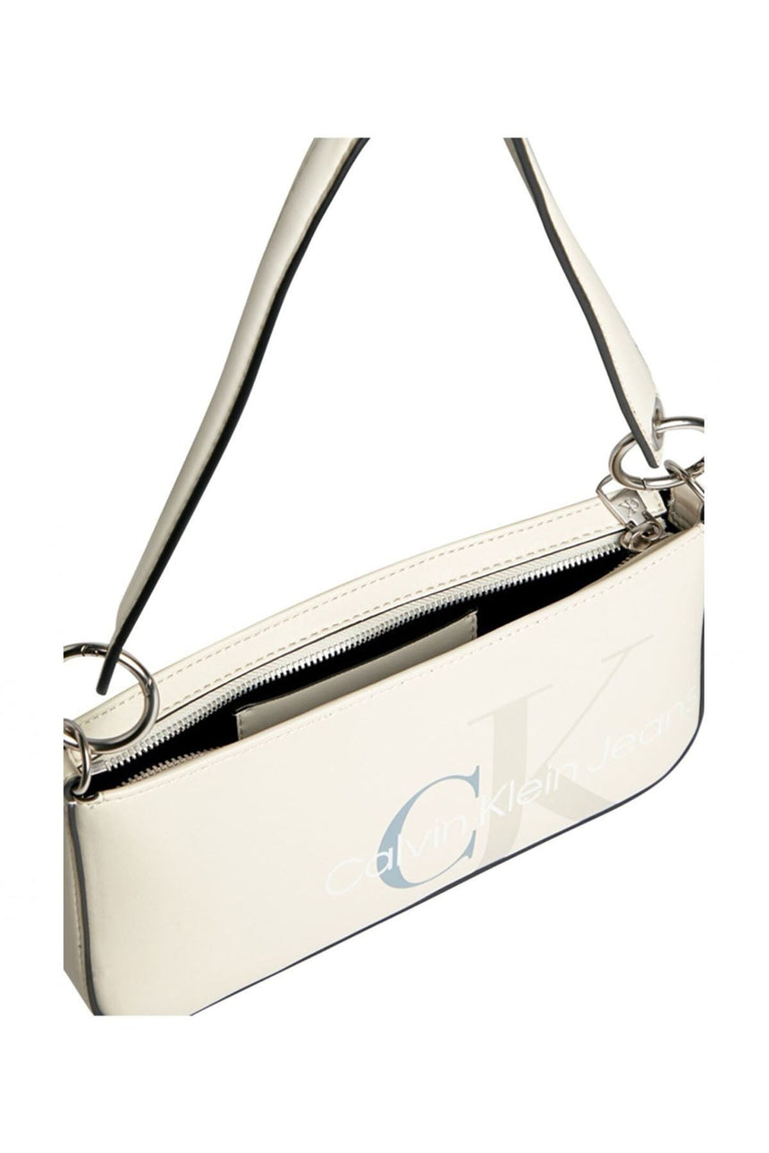 Calvin Klein Kadın Oymalı Monogram Çapraz Çanta White