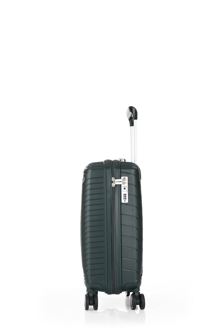 ÇÇS Diagonal Çizgili 55 cm Kabin Boy Valiz Koyu Yeşil