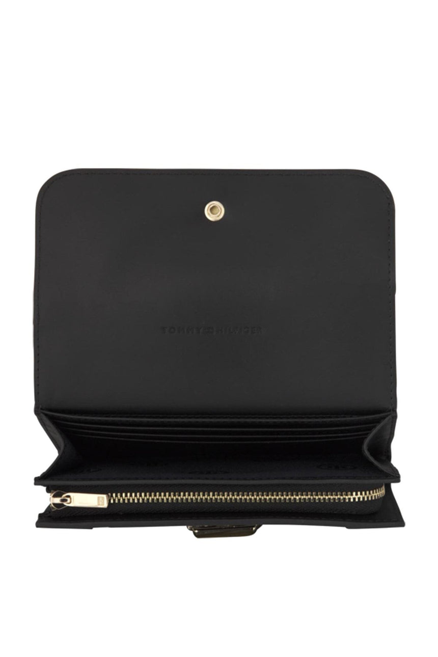 Tommy Hilfiger Th Lock Med Flap Kadın Cüzdanı Black