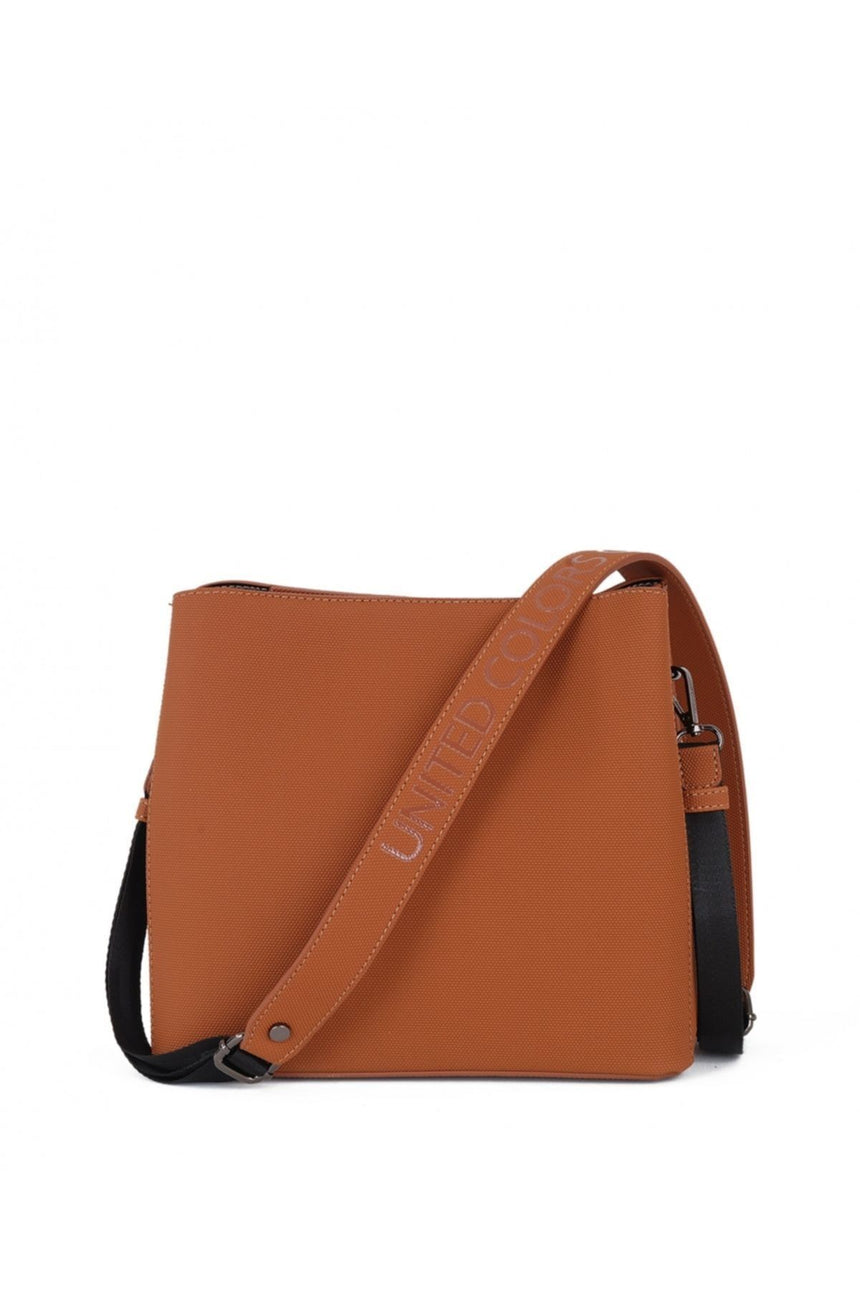 Benetton Üç Bölmeli Çapraz Askılı Kadın Çantası Camel