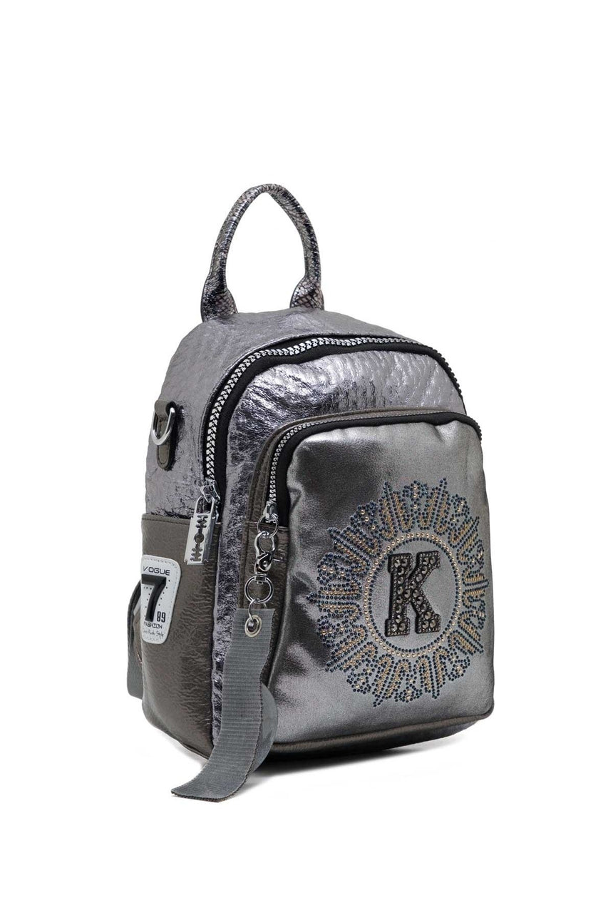 ÇÇS Fermuar Detaylı Kadın Sırt Çantası Bronz