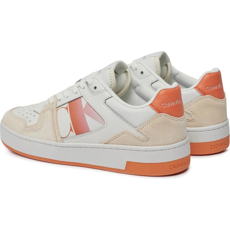 Calvin Klein Basket Cupsole Lace Mix Sneakers Bright White/Coral Rose