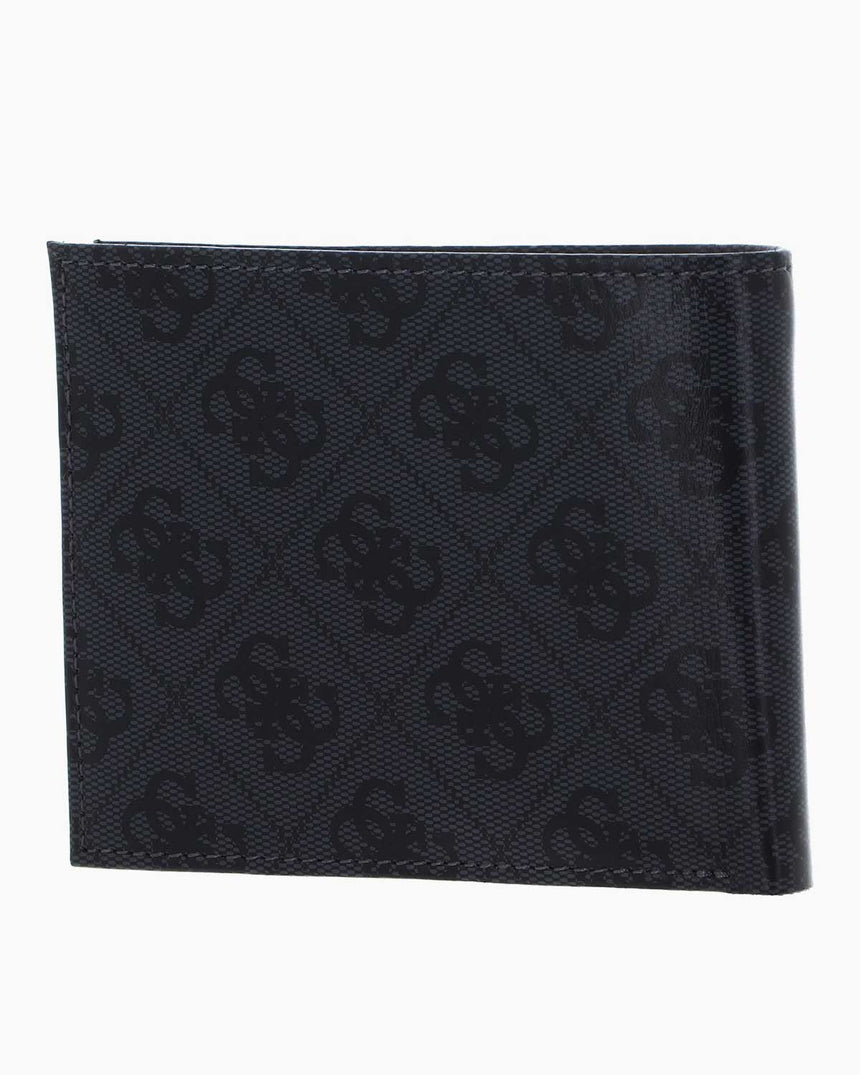Guess Mito Leather Flat Billfold Monogram Cüzdan Black