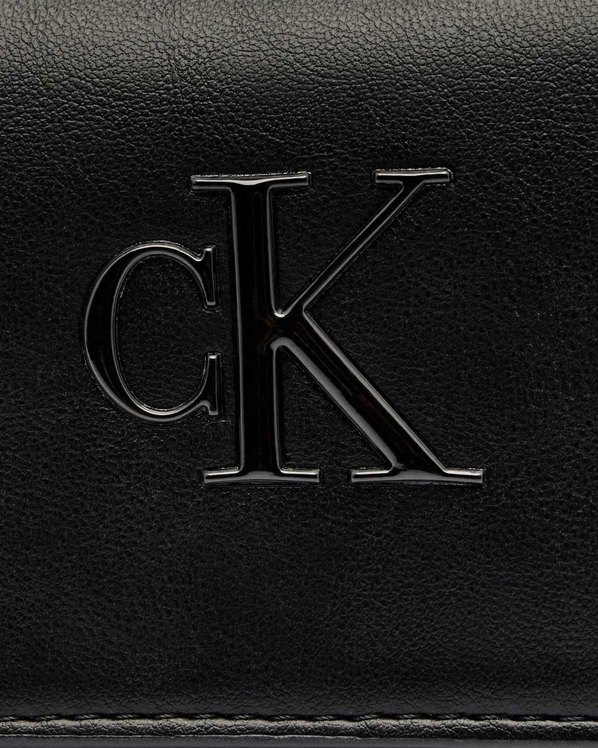 Calvin Klein Kalın Logolu Katlanabilir Kadın Cüzdan Black