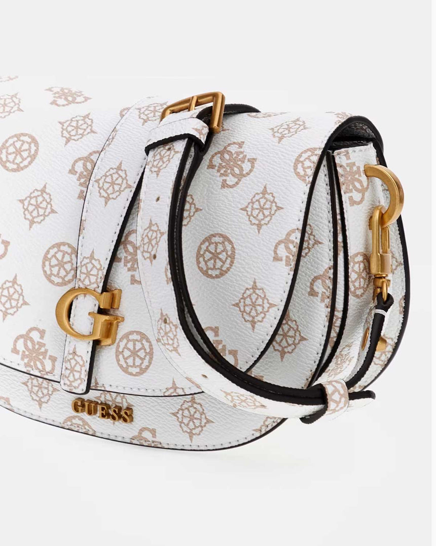 Guess Kuba Compartment Zincirli Logolu Çapraz Askılı Çanta White Logo