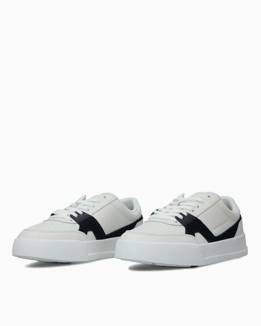 Tommy Hilfiger Kort Sanatsal Deri Erkek Sneaker Ecru/Desertsky