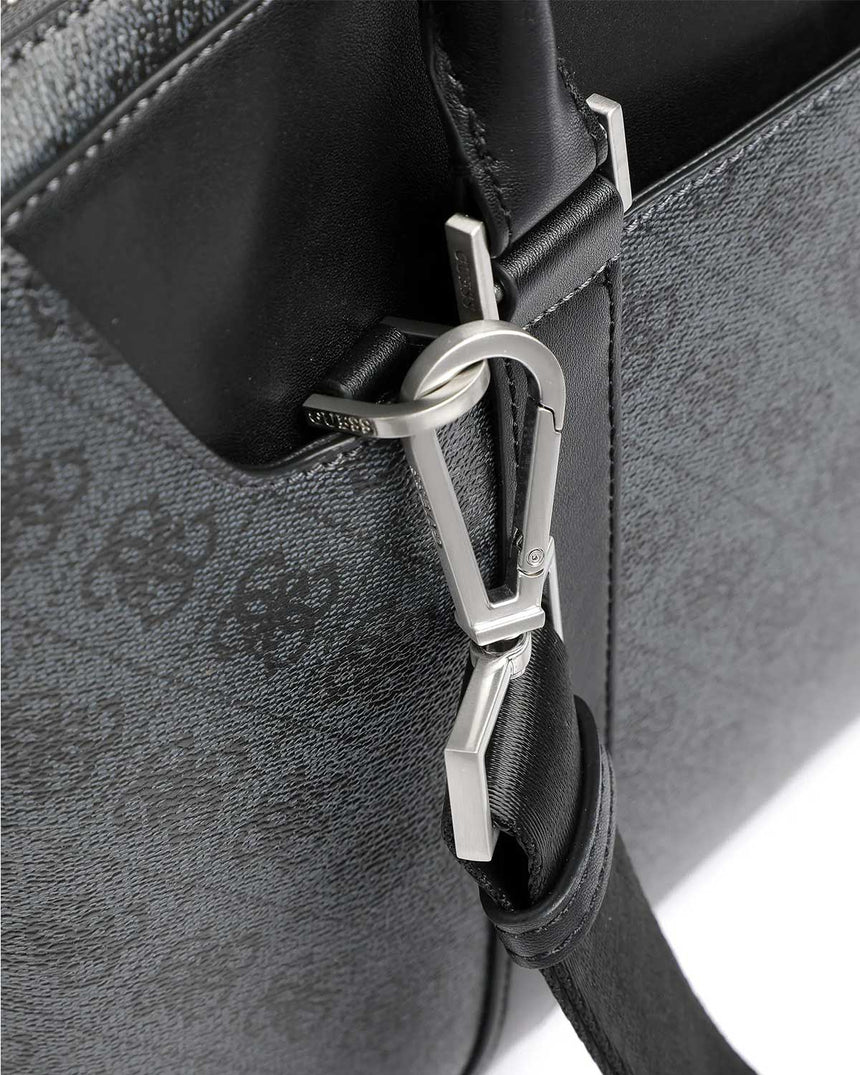 Guess Monogram Baskılı Evrak Çantası Black